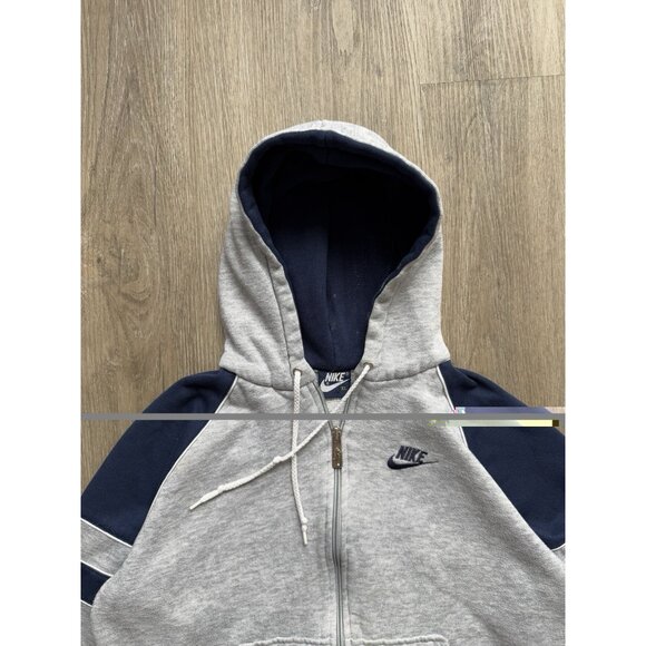 Rare Vintage 80s Nike Swoosh Full Zip Sweater Hoodie Youth Kids XL Gray Blue - Picture 3 of 16